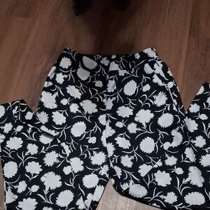 Boden Black and White Floral Trousers